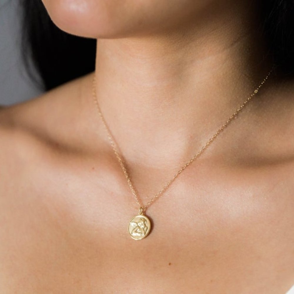 NEW! Angel Medallion Gold Necklace